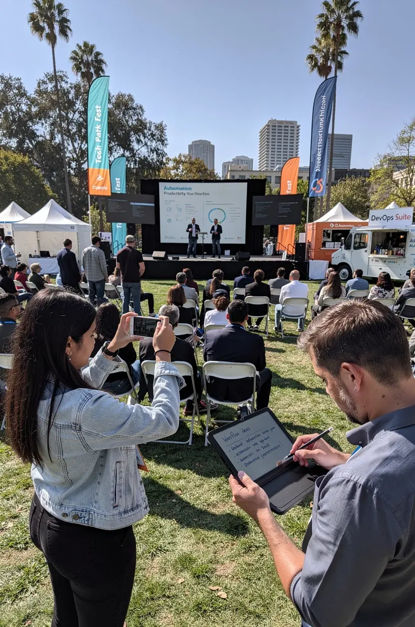 Team collaborating on software automation strategy with charts and notes in a bright conference room.